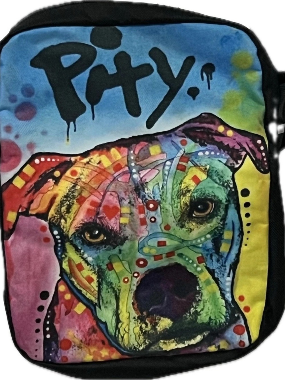 Painted Dog Messenger Bag Black & Multi